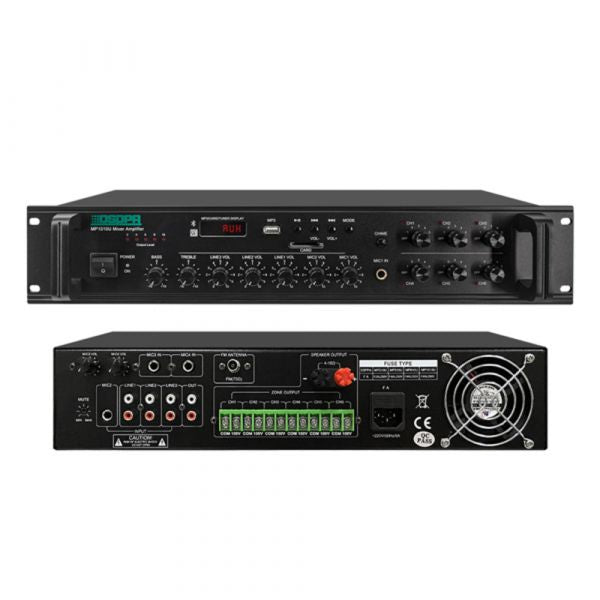 120W 6 Zones Paging and Music Mixer Amplifier with SD/USB/FM & Individual Volume Control with Bluetooth